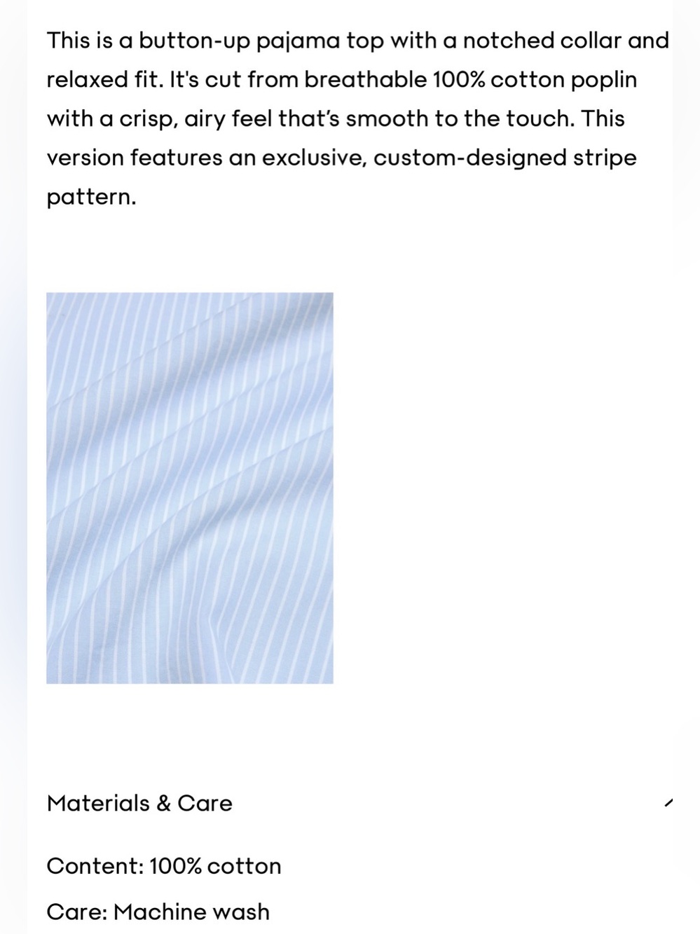 Aritzia Light Blue Pinstripe Cotton Pajama button up top, MEDUIM - Picture 8 of 15